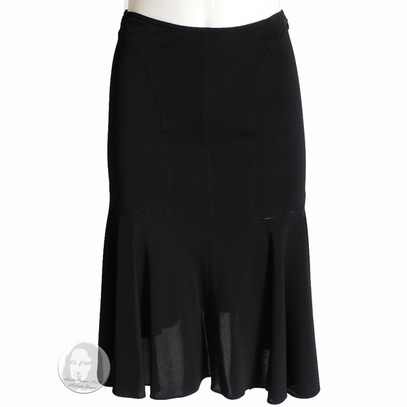 ALAIA Skirt Black Cut Outs Bodycon Fitted with Tulip Hem Vintage 90s Rare Sexy - Picture 1 of 8